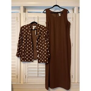 Coldwater Creek womens 2 piece dress suit brown size 16